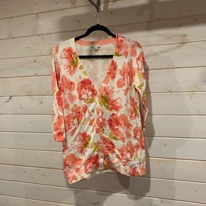 Isaac Mizrahi Live | 100% Cotton Floral Button Up Cardigan